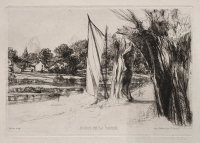 Thames Ditton - With a Sail by Francis Seymour Haden