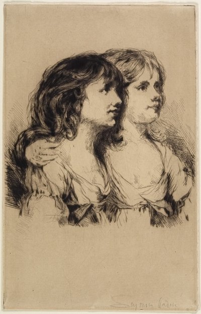 The Twins-Sarah and Anne Haden (No. 2), 1885 by Francis Seymour Haden