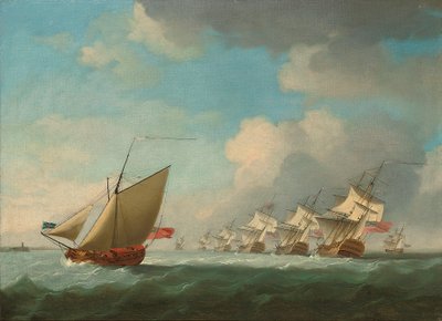 A Squadron of the Red Beating Its Way Up the Channel with an Admiralty Yacht Inshore by Francis Swaine