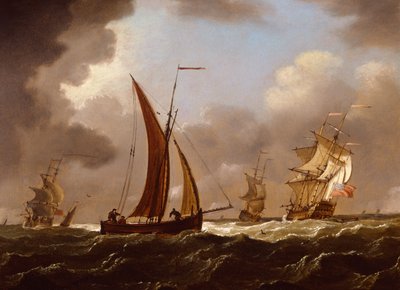 British Men of War and Fishing Boats in a Stiff Breeze by Francis Swaine
