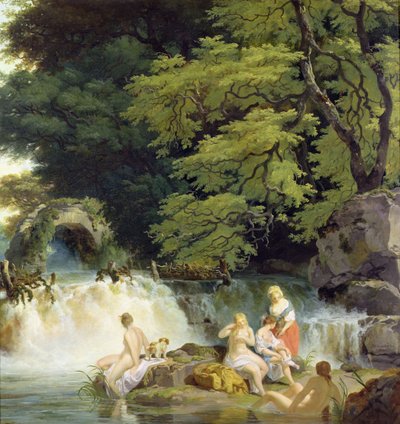 The Salmon Leap at Leixlip with Nymphs Bathing by Francis Wheatley