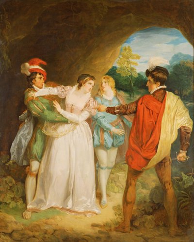 Valentine rescuing Silvia from Proteus, from William Shakespeare