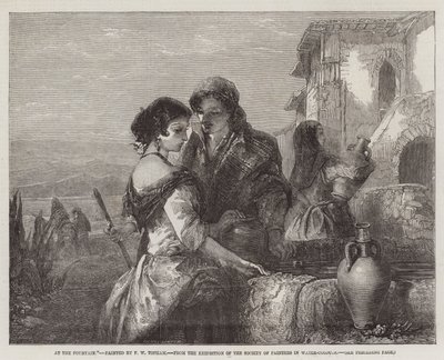 At the Fountain, from the Exhibition of the Society of Painters in Water-Colours by Francis William Topham