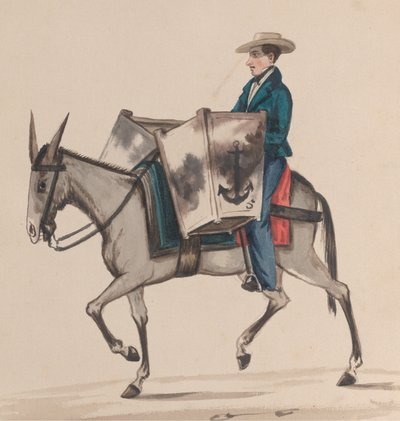 A Baker on Horseback, from a Group of Drawings Depicting Peruvian Costume, ca. 1848 by Francisco