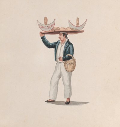 A Tortilla Vendor Balancing a Tray on His Head by Francisco