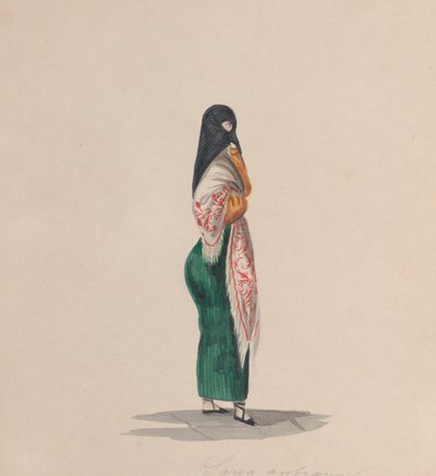 A Woman Wearing the Saya Standing in Profile by Francisco