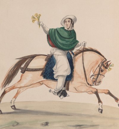 An Elegantly Dressed Woman on Horseback, ca. 1848 by Francisco