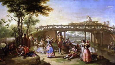 The Bridge of the Canal of Madrid (detail) by Francisco Bayeu y Subias