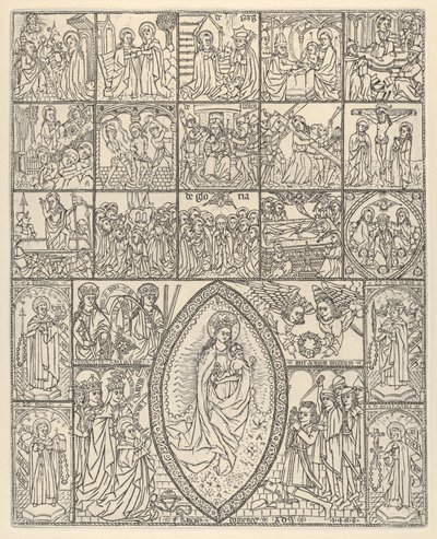 The Fifteen Mysteries and the Virgin of the Rosary Modern Impression by Francisco Doménech