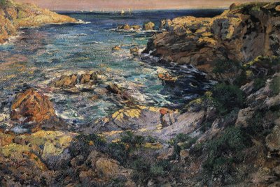 View of the Coast of Aiguablava in Spain, Painting by Francesc Gimeno i Arasa by Francisco Gimeno y Arasa