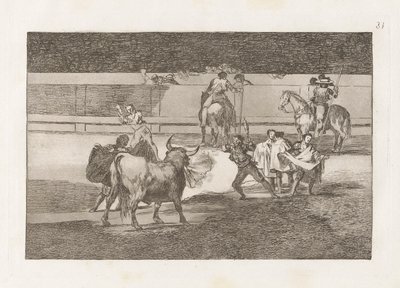 Banderillas with Firecrackers, Plate 31 from La Tauromaquia by Francisco de Goya
