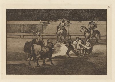 Banderillas with Firecrackers, Plate 31 from La tauromaquia by Francisco de Goya
