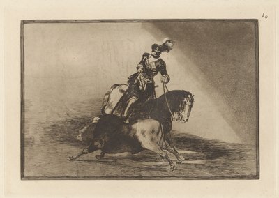 Charles V. Spearing a Bull in the Ring at Valladolid, Plate 10 from La tauromaquia by Francisco de Goya
