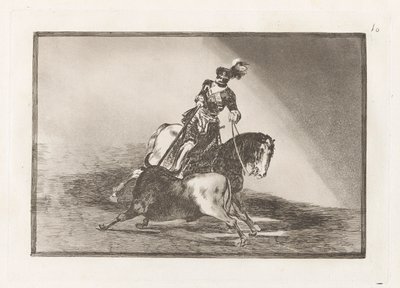 Charles V Spearing a Bull in the Ring at Valladolid, Plate 10 from La Tauromaquia by Francisco de Goya
