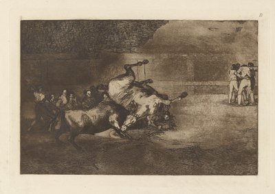 Horse Thrown by a Bull, Plate B from La tauromaquia (third edition) by Francisco de Goya