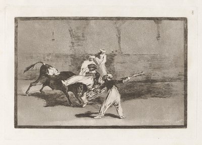 A Moor Caught by the Bull in the Ring, Plate 8 from La Tauromaquia by Francisco de Goya