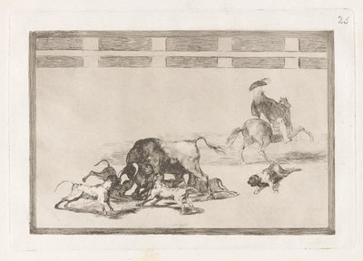 They Loose Dogs on the Bull, Plate 25 from La tauromaquia by Francisco de Goya