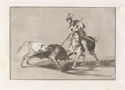 The Cid Campeador Spearing Another Bull, Plate 11 from La tauromaquia by Francisco de Goya