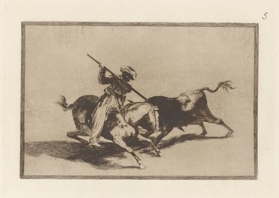 The Spirited Moor Gazul is the First to Spear Bulls According to the Rules, Plate 5 from La tauromaquia by Francisco de Goya