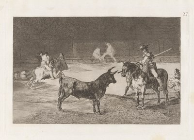 The Celebrated Picador, Fernando del Toro, Draws the Fierce Beast on with his Pique, Plate 27 from La tauromaquia by Francisco de Goya