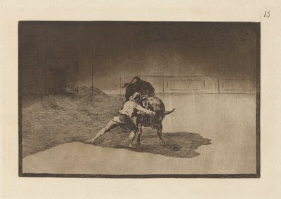The Famous Martincho Places the Banderillas Playing the Bull with the Movement of his Body (Plate 15 from La tauromaquia) by Francisco de Goya