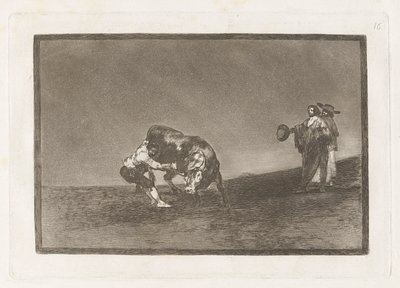 The Same Man Throws a Bull in the Ring at Madrid, Plate 16 from La tauromaquia by Francisco de Goya