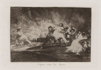 They Escape through the Flames, Plate 41 from The Disasters of War by Francisco de Goya