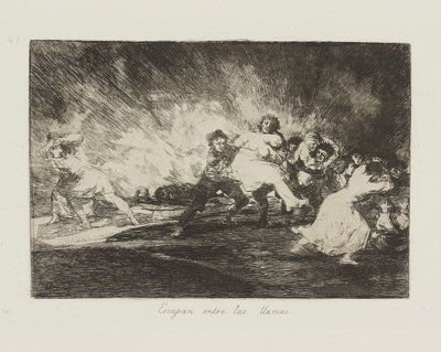 They Escape through the Flames, pl. 41 from the series The Disasters of War by Francisco de Goya