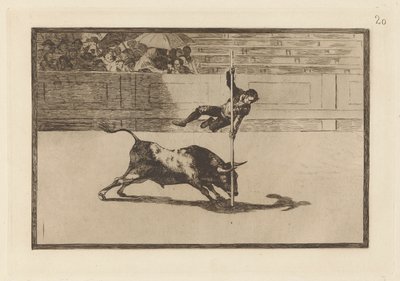 The Agility and Audacity of Juanito Apinani in the Ring at Madrid, Plate 20 from La tauromaquia by Francisco de Goya