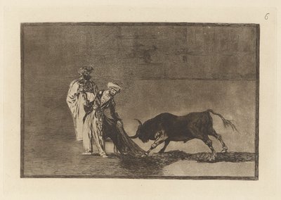 The Moors Make a Different Play in the Ring Calling the Bull with their Burnous (Plate 6 from La tauromaquia) by Francisco de Goya