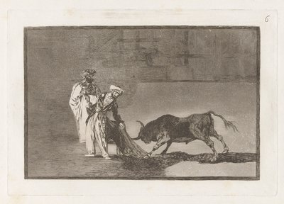 The Moors Make a Different Play in the Ring Calling the Bull with Their Burnous by Francisco de Goya