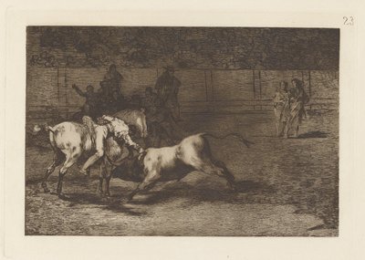 Mariano Ceballos, Alias the Indian, Kills the Bull from His Horse, Plate 23 from La tauromaquia by Francisco de Goya