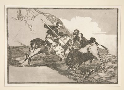 The Way in which the Ancient Spaniards Hunted Bulls on Horseback in the Open Country, pl. 1 from the series La tauromaquia by Francisco de Goya
