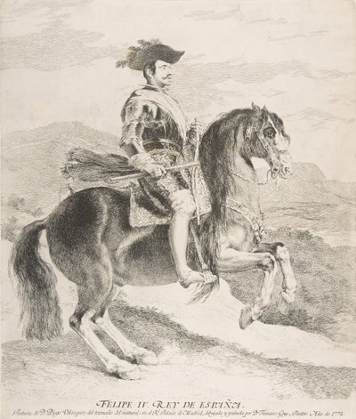 Philip IV on horseback, after Velázquez by Francisco de Goya