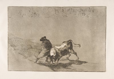 The Very Skillful Student of Falces, Wrapped in His Cape, 1816 (Plate 14 from the Tauromaquia) by Francisco de Goya