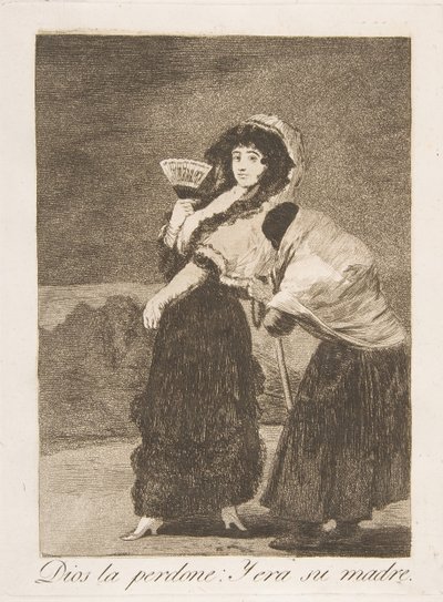 Plate 16 from Los Caprichos: For heavens sake: and it was her mother by Francisco de Goya