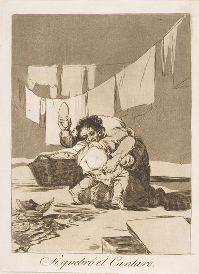 Plate 25 from Los Caprichos: If he broke the pot by Francisco de Goya