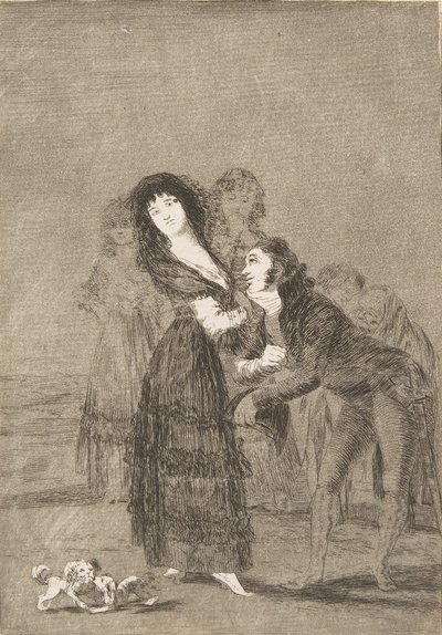 Plate 27 from Los Caprichos: Which of them is the more overcome, 1799 by Francisco de Goya