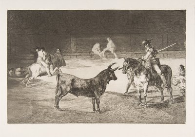 Plate 27 from the Tauromaquia: The Celebrated Picador, Fernando del Toro, Draws the Fier... by Francisco de Goya