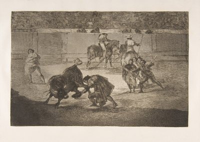Plate 29 of the Tauromaquia: Pepe Illo making the pass of the recorte by Francisco de Goya