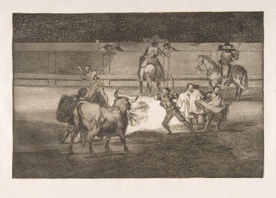 Plate 31 of the Tauromaquia: Banderillas with Firecrackers by Francisco de Goya