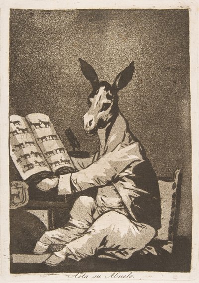 Plate 39 from Los Caprichos: And so was his grandfather by Francisco de Goya