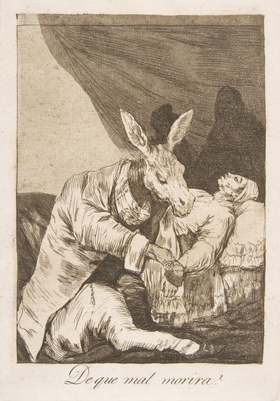 Plate 40 from Los Caprichos: Of What Ill Will He Die, 1799 by Francisco de Goya