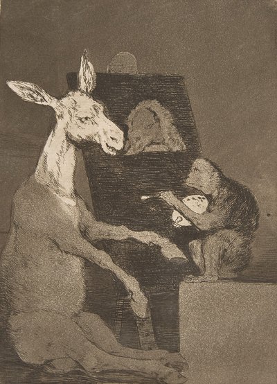 Plate 41 from Los Caprichos: Neither More Nor Less (Ni mas ni menos), 1799 by Francisco de Goya
