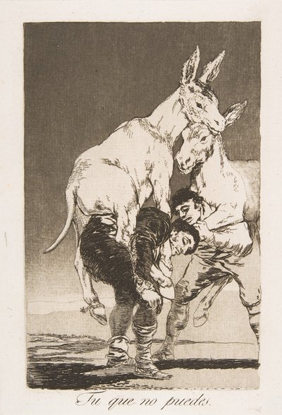 Plate 42 from Los Caprichos: Thou Who Canst Not by Francisco de Goya
