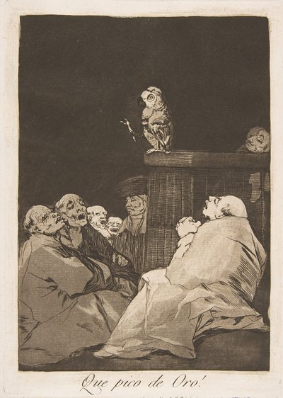 Plate 53 from Los Caprichos: What a golden beak! by Francisco de Goya