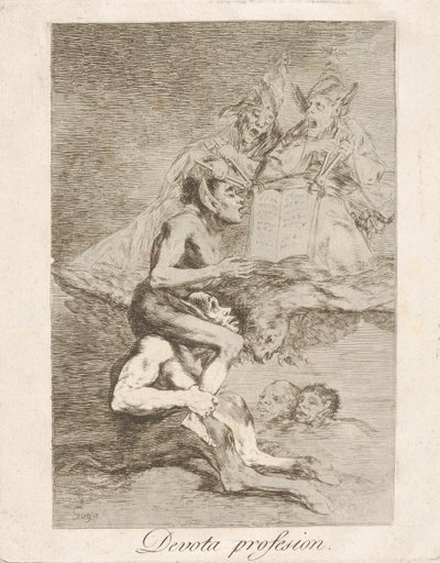 Plate 70 from Los Caprichos: Devout Profession by Francisco de Goya
