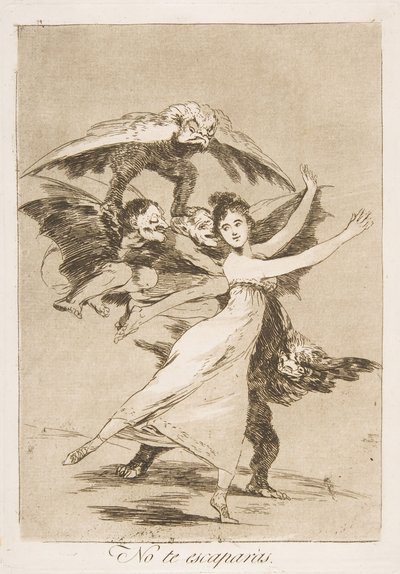 Plate 72, from Los Caprichos: You will not escape, 1799 by Francisco de Goya