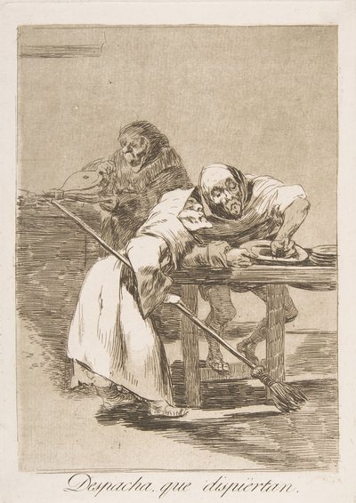 Plate 78 from Los Caprichos: Be quick, they are waking up by Francisco de Goya