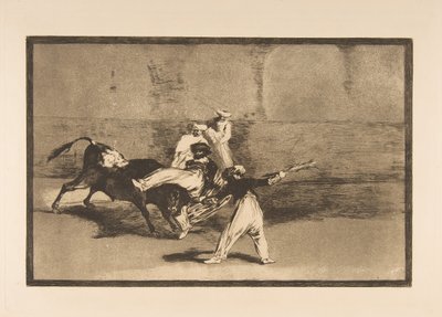 Plate 8 from the Tauromaquia: A Moor Caught by the Bull in the Ring by Francisco de Goya
